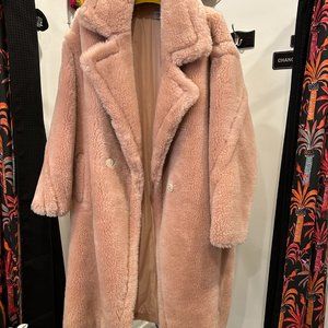 Meteo Yves Salomon Pink Wool Coat